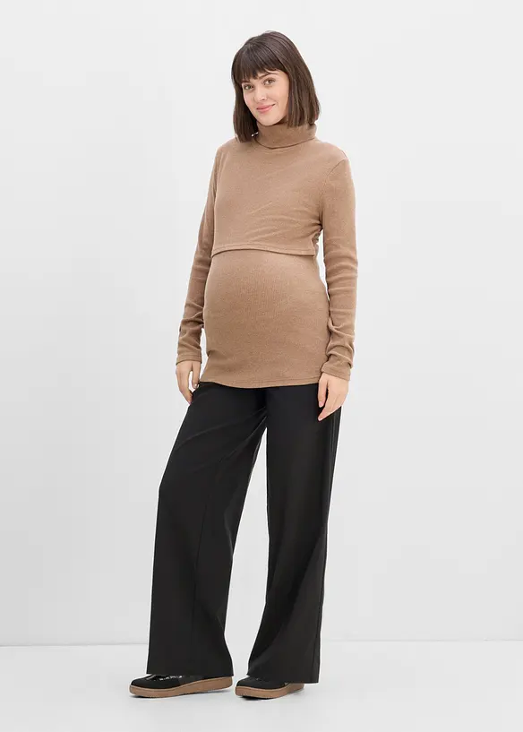 Maglione morbido pr&eacute;maman / da allattamento a collo alto, bonprix