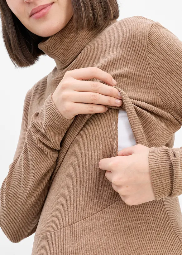 Maglione morbido pr&eacute;maman / da allattamento a collo alto, bonprix