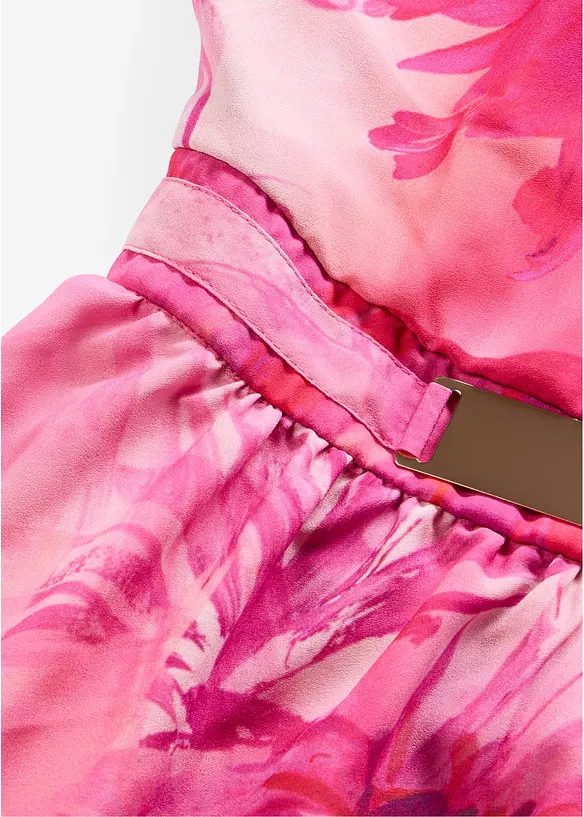 Abito di chiffon con colletto e inserto in vita, bonprix