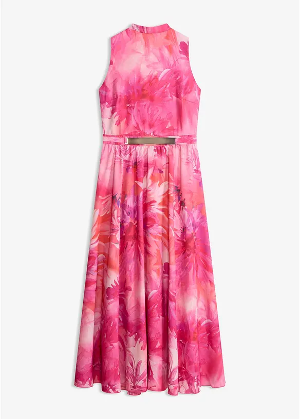Abito di chiffon con colletto e inserto in vita, bonprix