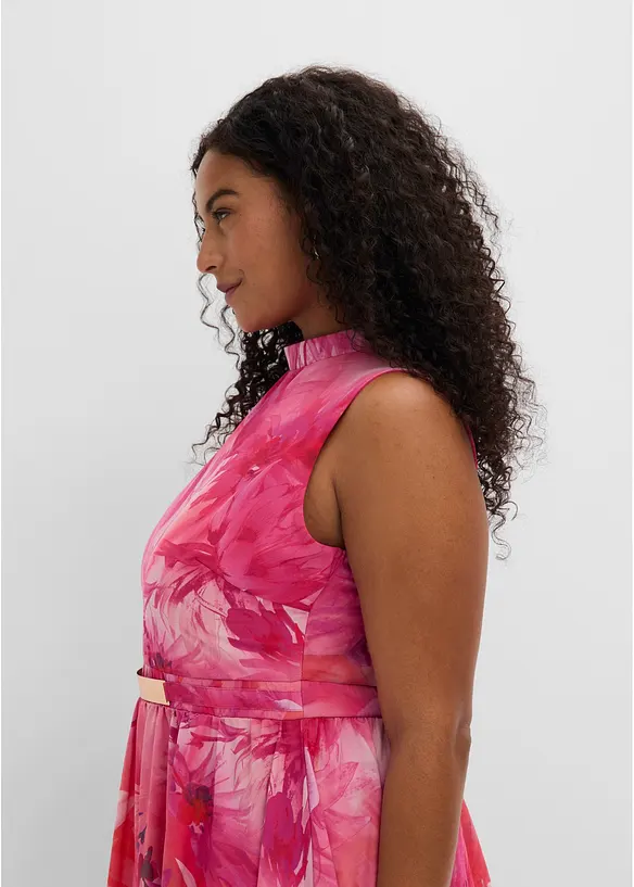 Abito di chiffon con colletto e inserto in vita, bonprix