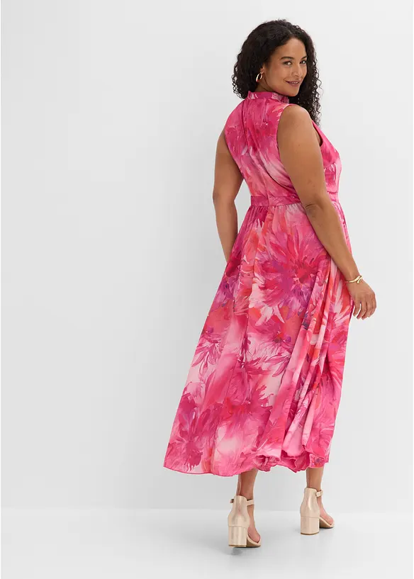 Abito di chiffon con colletto e inserto in vita, bonprix