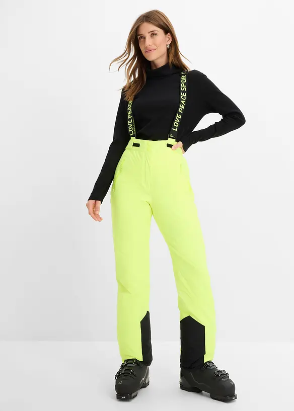 Pantaloni termici funzionali da neve impermeabili con bretelle staccabili, bonprix