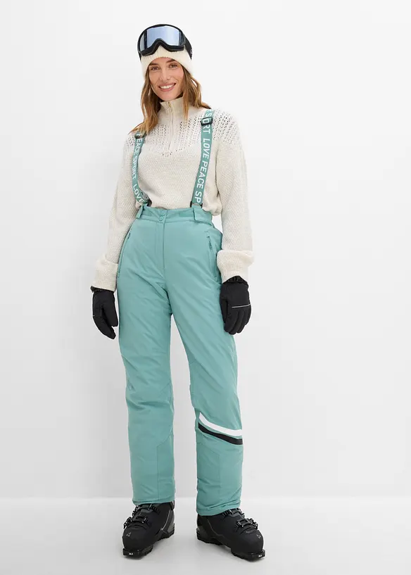 Pantaloni termici funzionali da neve impermeabili con bretelle staccabili, bonprix