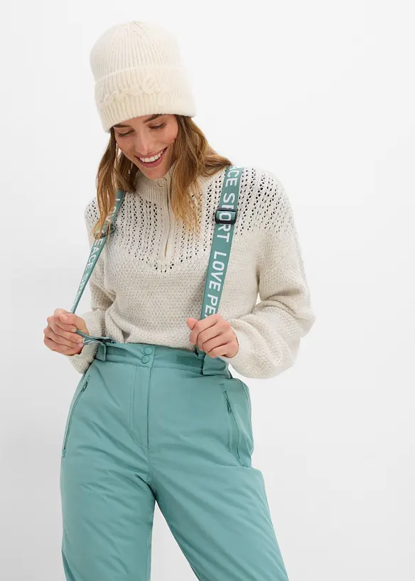 Pantaloni termici funzionali da neve impermeabili con bretelle staccabili, bonprix