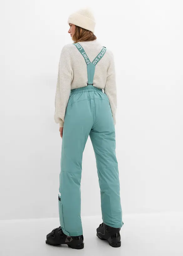 Pantaloni termici funzionali da neve impermeabili con bretelle staccabili, bonprix