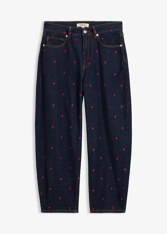 Jeans barrel, vita alta, bonprix