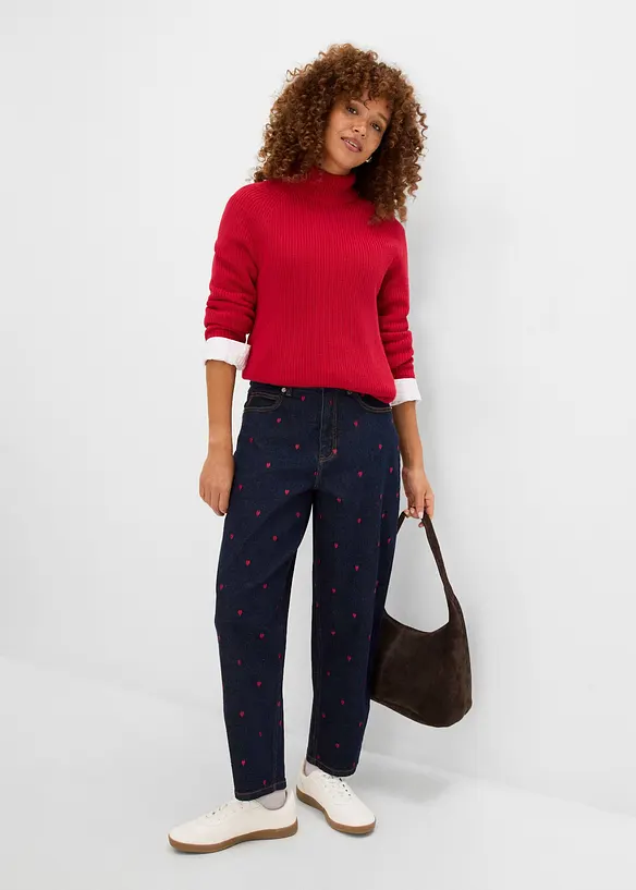 Jeans barrel, vita alta, bonprix