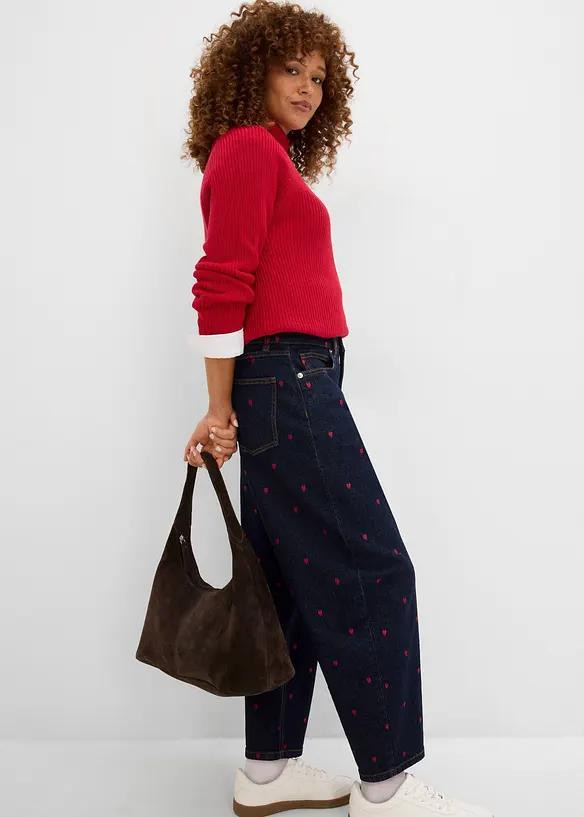 Jeans barrel, vita alta, bonprix