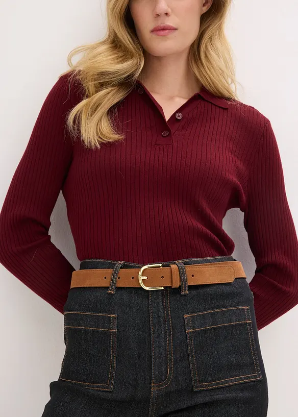 Cintura in pelle con fibbia lucida, bonprix