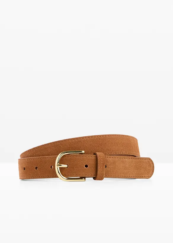 Cintura in pelle con fibbia lucida, bonprix