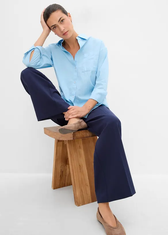 Pantaloni con pinces in punto di Roma comodo, bonprix