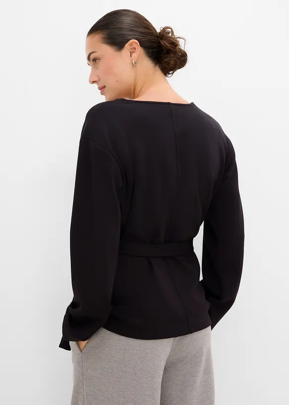 Maglia a portafoglio in misto viscosa fine, bonprix