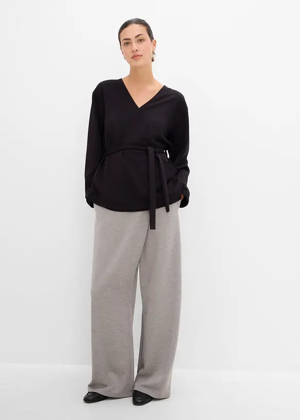 Maglia a portafoglio in misto viscosa fine, bonprix