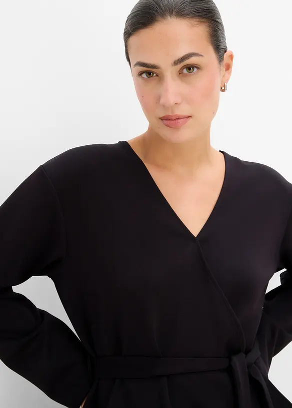 Maglia a portafoglio in misto viscosa fine, bonprix