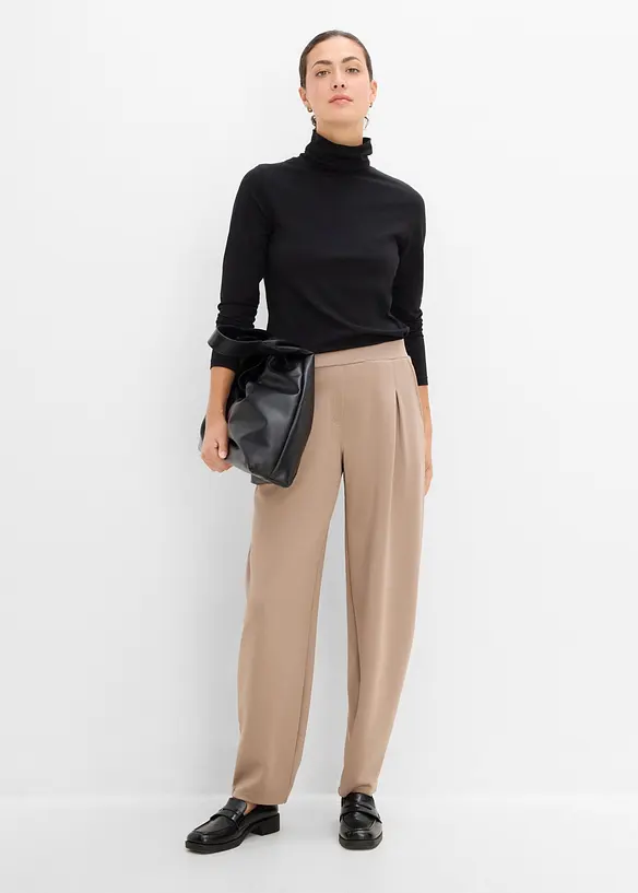 Pantaloni barrel morbidi effetto neoprene, bonprix