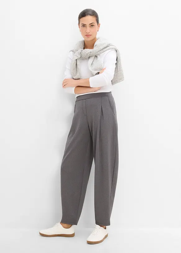 Pantaloni barrel morbidi effetto neoprene, bonprix