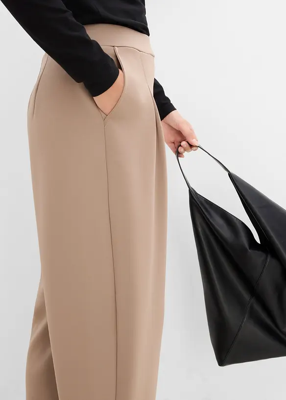 Pantaloni barrel morbidi effetto neoprene, bonprix