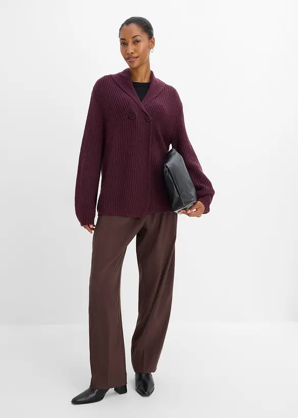 Cardigan in filato grosso con colletto a risvolto, bonprix