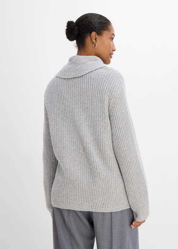 Cardigan in filato grosso con colletto a risvolto, bonprix