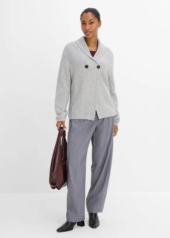 Cardigan in filato grosso con colletto a risvolto, bonprix