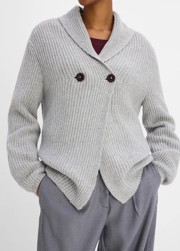 Cardigan in filato grosso con colletto a risvolto, bonprix