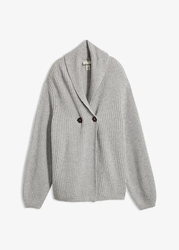 Cardigan in filato grosso con colletto a risvolto, bonprix