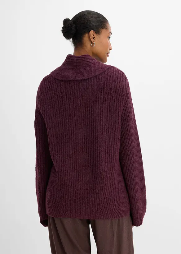 Cardigan in filato grosso con colletto a risvolto, bonprix