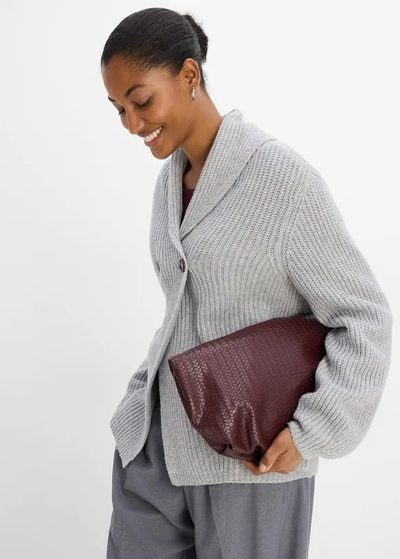 Cardigan in filato grosso con colletto a risvolto, bonprix