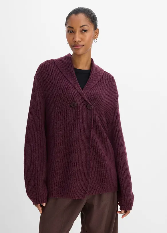 Cardigan in filato grosso con colletto a risvolto, bonprix