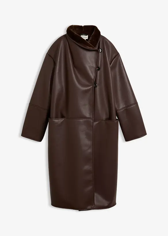 Cappotto in similpelle con collo alto, bonprix