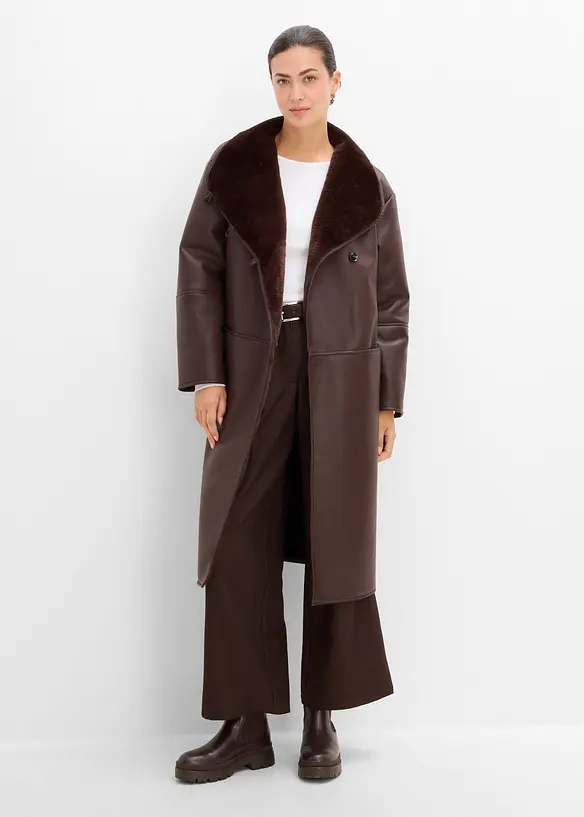 Cappotto in similpelle con collo alto, bonprix