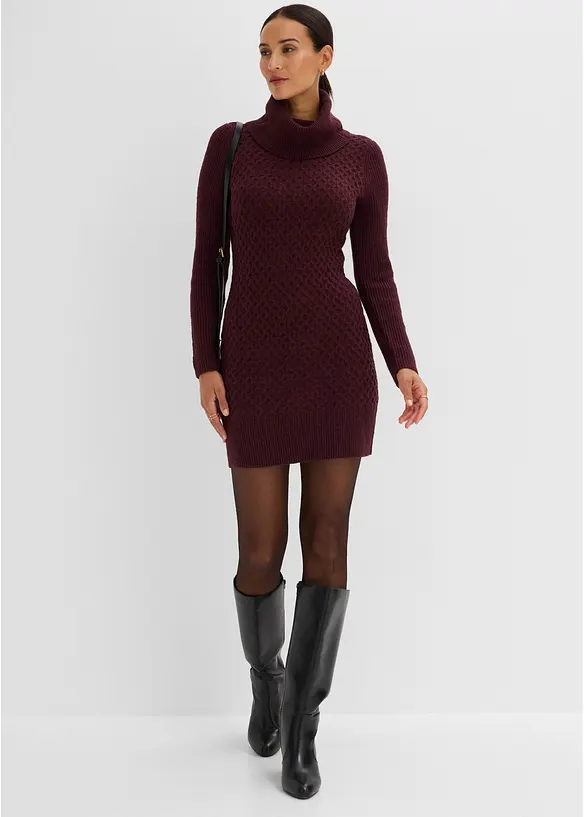 Abito in maglia aderente con collo alto, bonprix