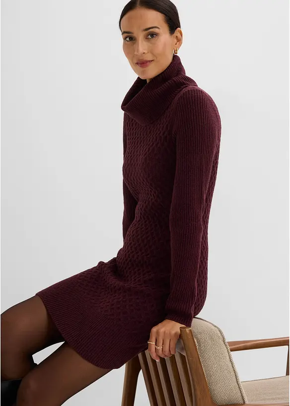 Abito in maglia aderente con collo alto, bonprix