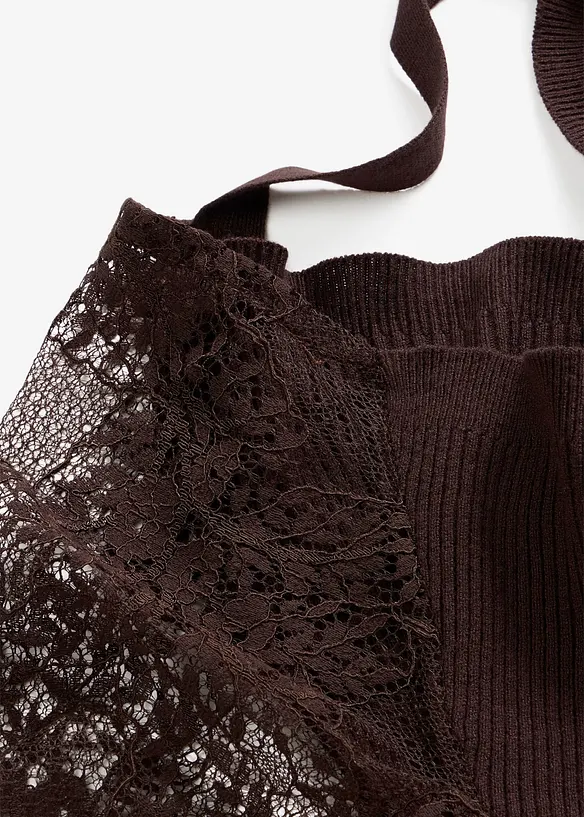 Maglione in filato fine con pizzo, bonprix