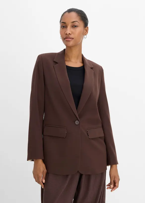 Blazer lungo in misto viscosa fluente, bonprix