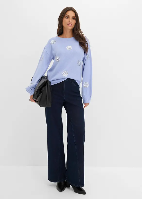 Maglione con fiocchi di neve scintillanti, bonprix