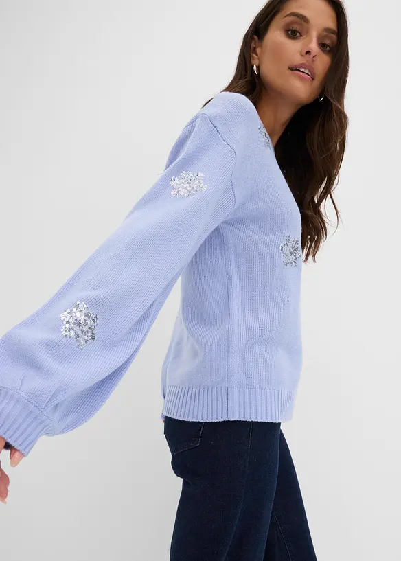 Maglione con fiocchi di neve scintillanti, bonprix