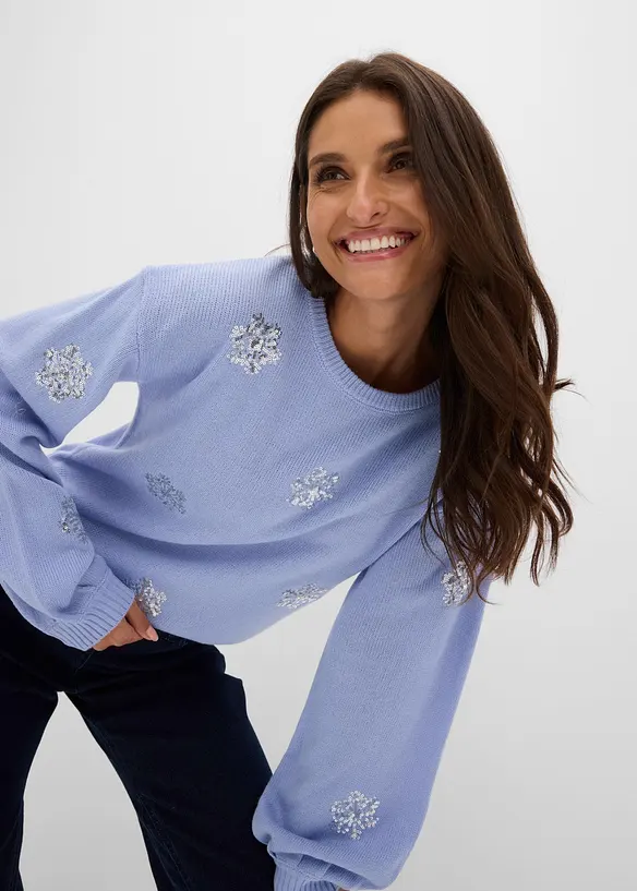 Maglione con fiocchi di neve scintillanti, bonprix