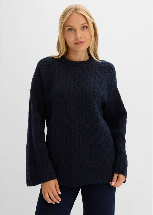 Maglione oversize con lavorazione a trecce, bonprix