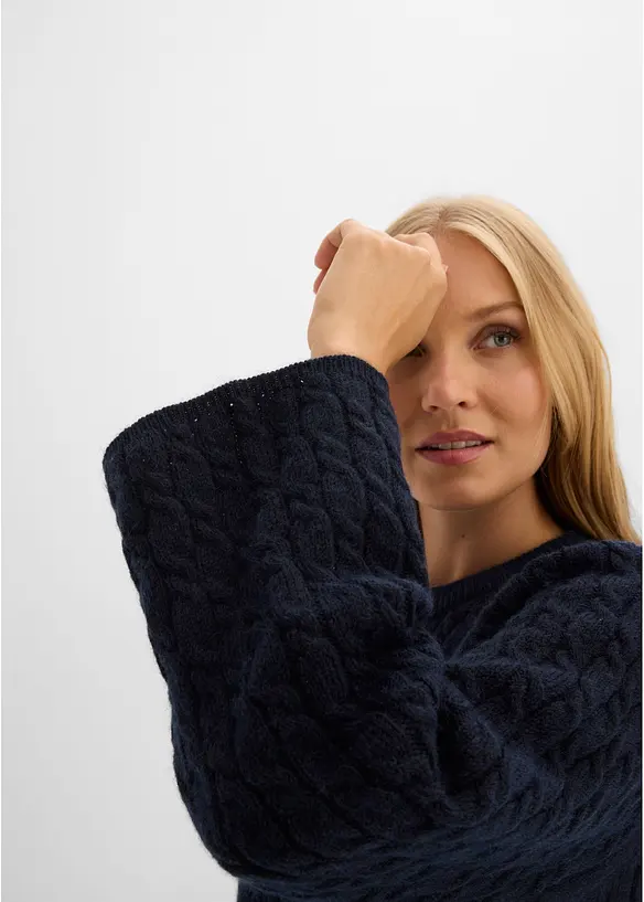 Maglione oversize con lavorazione a trecce, bonprix