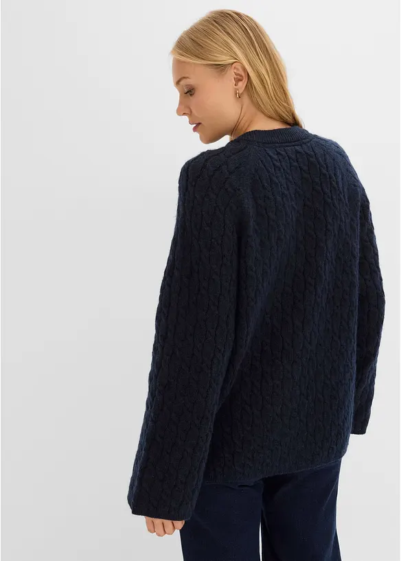 Maglione oversize con lavorazione a trecce, bonprix