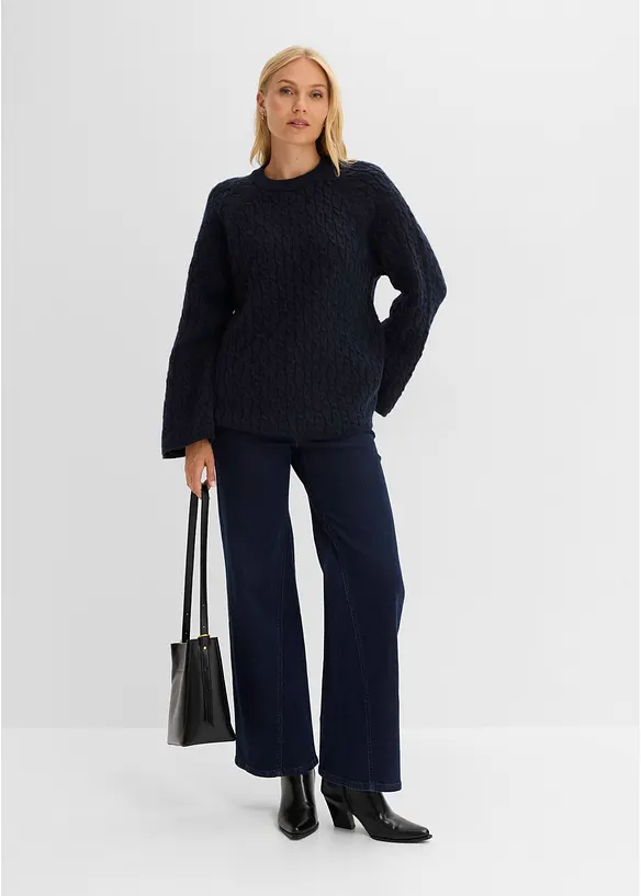Maglione oversize con lavorazione a trecce, bonprix