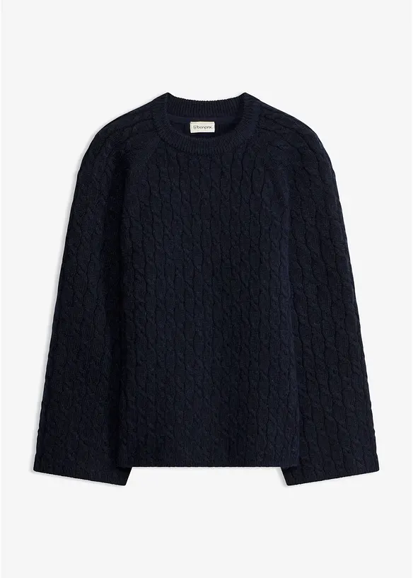 Maglione oversize con lavorazione a trecce, bonprix