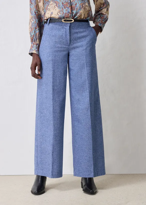 Pantaloni in misto lana con struttura a spina di pesce, bonprix