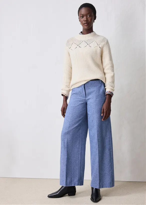 Pantaloni in misto lana con struttura a spina di pesce, bonprix