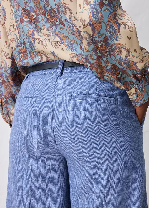 Pantaloni in misto lana con struttura a spina di pesce, bonprix