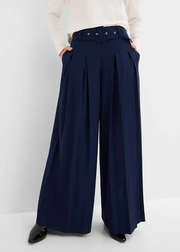 Pantaloni larghi in misto viscosa fluido, bonprix