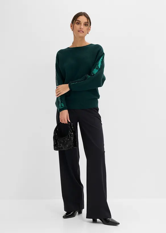 Maglione in filato fine con paillettes, bonprix
