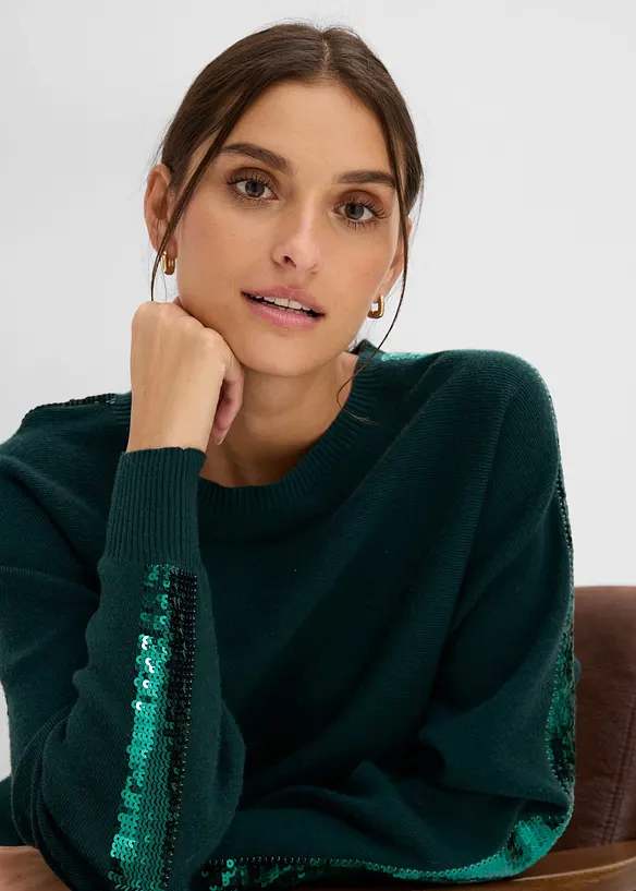 Maglione in filato fine con paillettes, bonprix